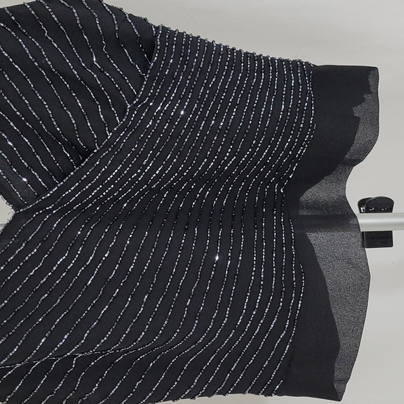 JKARA Fully Beaded Black Sleeveless Mini Tank Top SZ S - Picture 4 of 10